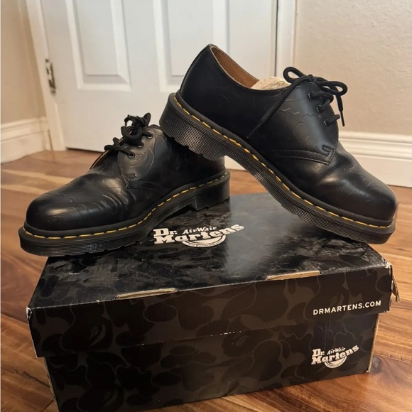 BAPE x Dr. Martens 1461 Black Embossed Leather Oxfords main image 4